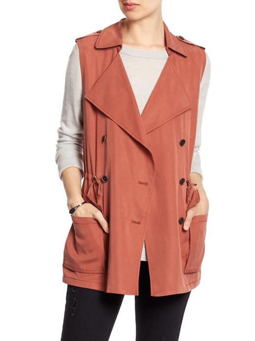 Banana Republic Sleeveless Double-Breasted Safari-Style Utility Vest Small